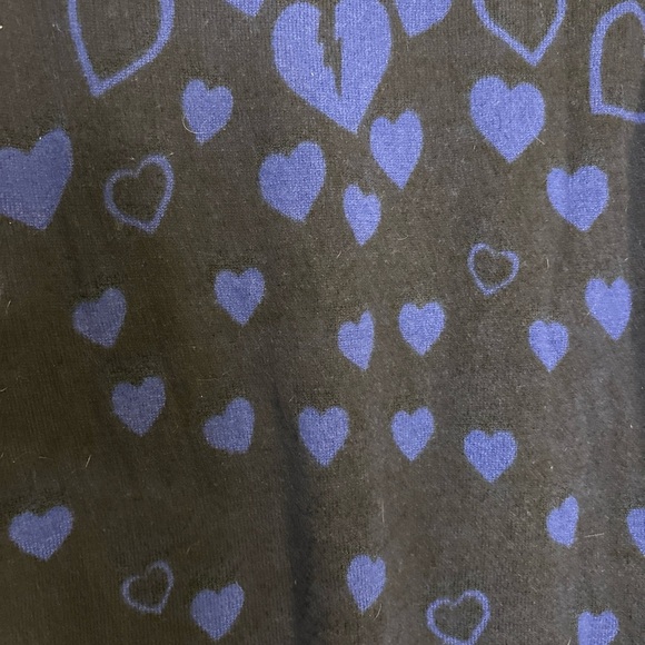 100% Cashmere autumn cashmere Blue heart sweater Size Medium - Picture 6 of 6